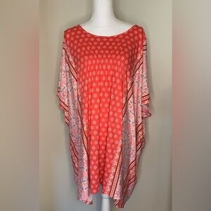 Ellen Tracy Kaftan Women Paisley Floral Boho Coverup Lounge Beach Small Medium